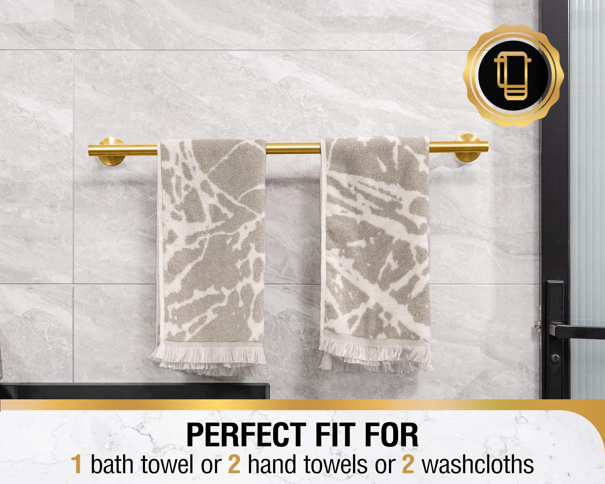 Hitslam Gold 25.7 Inch Towel Bar For Bathroom, Sus304 Stainless Steel Bathroom Towel Rack Wall Mounted, Modern Home Decor Bath T